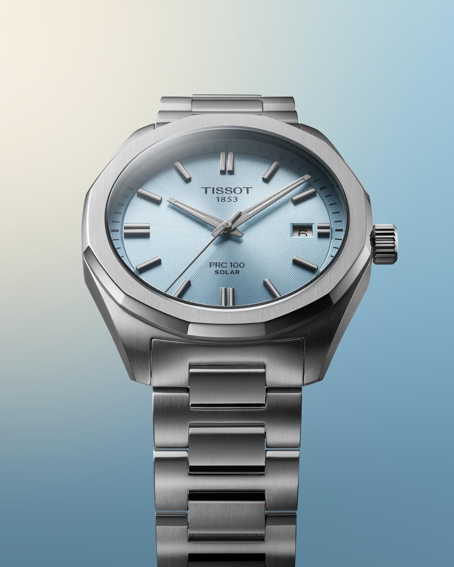 Tissot PRC 100 Solar 39mm, Swiss Solar Quartz Watch for Men, Stainless Steel Case, Blue Dial, T1514221135100