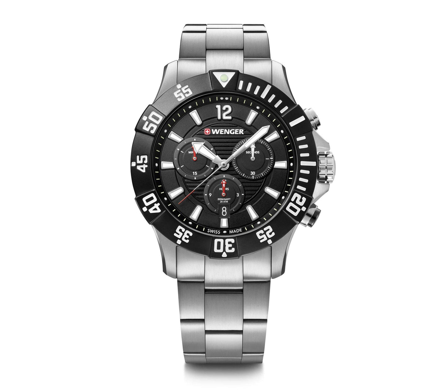Wenger Seaforce Watch Black Dial, Stainless Steel Bracelet (01.0643.117)