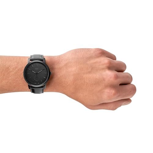 Fossil Men's Minimalist Quartz Stainless Steel and Black Leather Three-Hand Watch for Men, Color: Black
