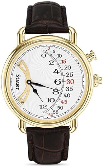 Stauer 1920s Men’s Retrograde Watch with Leather Band - Art Deco Jewelry for Men – Vintage Watch with Brown Leather Watch Band & Unique Retrograde Indicators