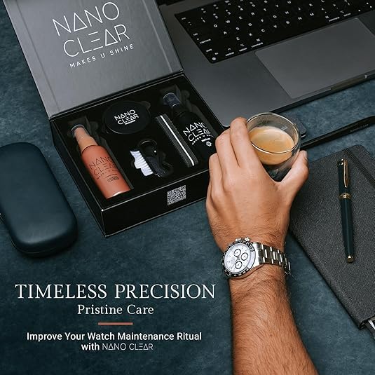 Nano Clear Watch Cleaner & Scratch Remover 2.1. Watch Cleaner Solution, 2 Oz. Watch Renewal. Watch Polish, Microfiber Cloth, Matte Sponge, Cleaning Brush – Watch Cleaning Kit & Repair Kit Accessories