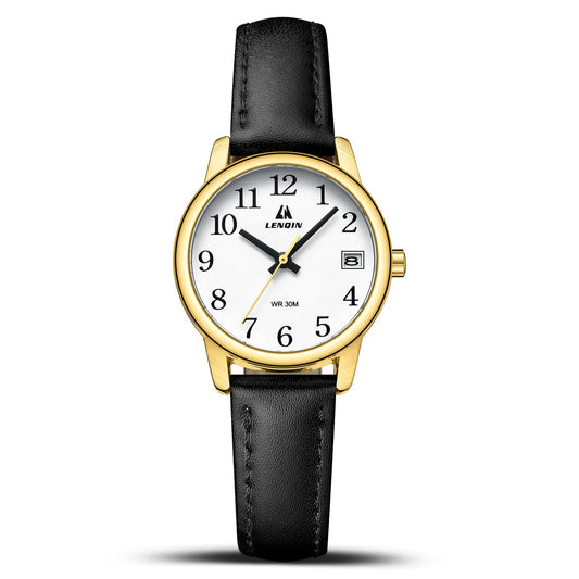 LN LENQIN Womens Watch Analog Quartz Waterproof Ladies Watches for Women Easy Read Women's Wrist Watches with Leather Strap Luminous Dial