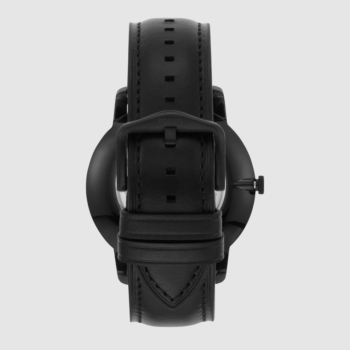 Fossil Men's Minimalist Quartz Stainless Steel and Black Leather Three-Hand Watch for Men, Color: Black