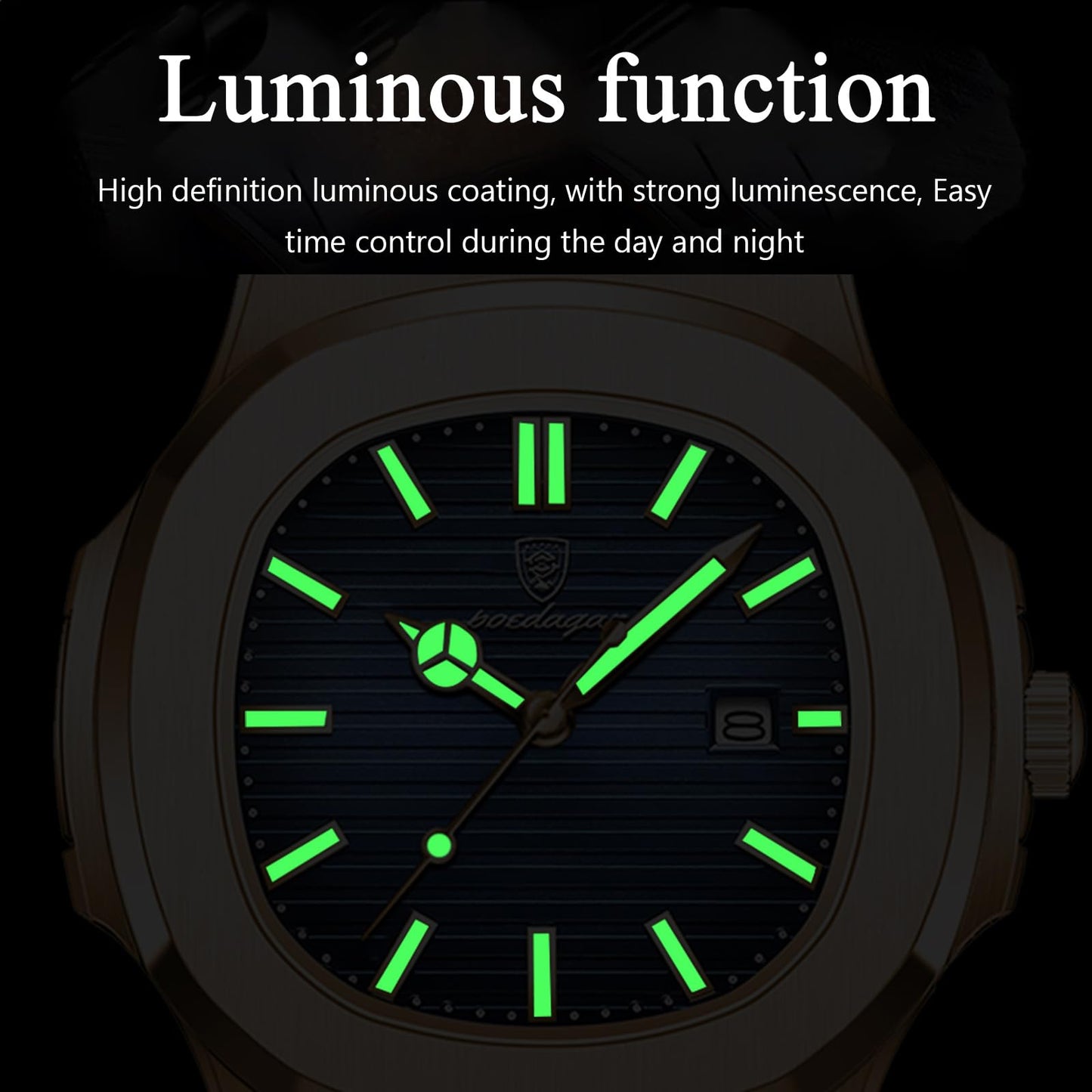 BESTKANG Men Quartz Movement Watch，Waterproof Luminous Men's Watch, Stainless Steel Strap Business Watches (Rose Gold)