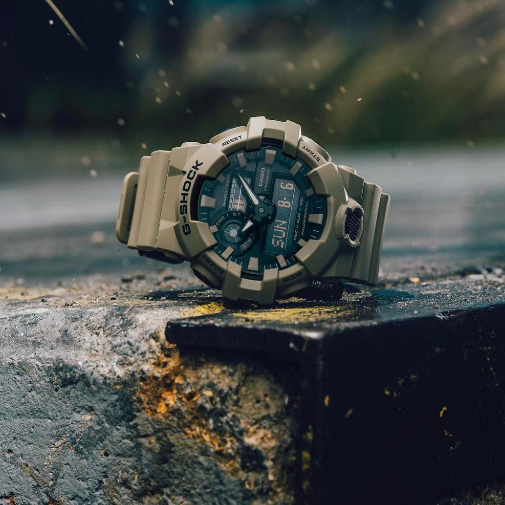 Casio Men's Watch XL Series G-Shock Quartz 200M Water Resistant, Shock Resistant, Matte Tan Resin Finish, Durable Men's Wrist Watches, Digital Casio G-Shock for Men (Model GA-700UC-5ACR)