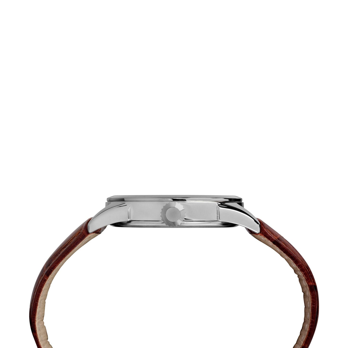 Timex Men's Easy Reader 38mm Watch – Silver-Tone Case Blue Dial with Brown Croco Leather Strap
