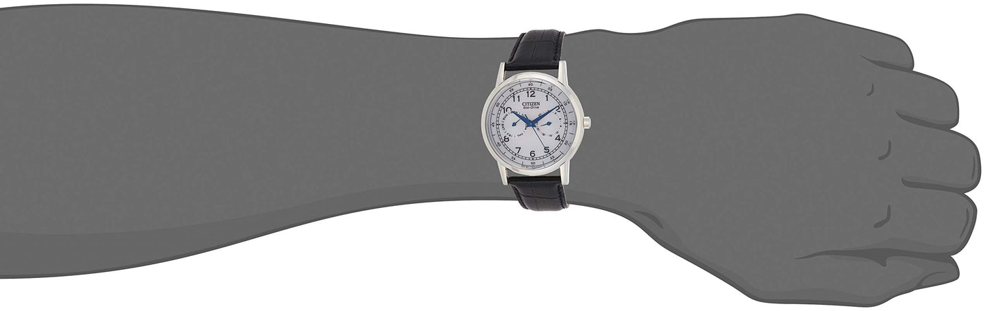 Citizen Men's Eco-Drive Corso Classic Watch in Stainless Steel with Black Leather Strap, Ivory Dial, 42mm (Model: AO9000-06B)