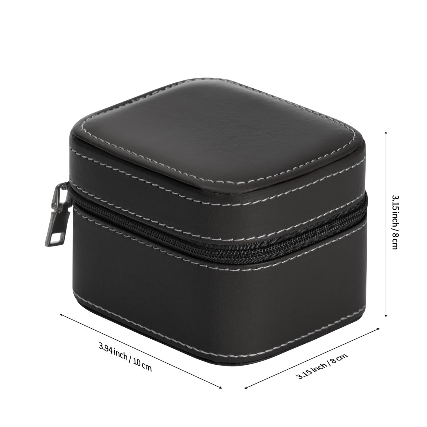 BAOPEND Single Watch Box, Small Watch Travel Cases for Men Women, Portable Zipper Wristwatches Storage Holder Boxes with Removable Pillow (Black)