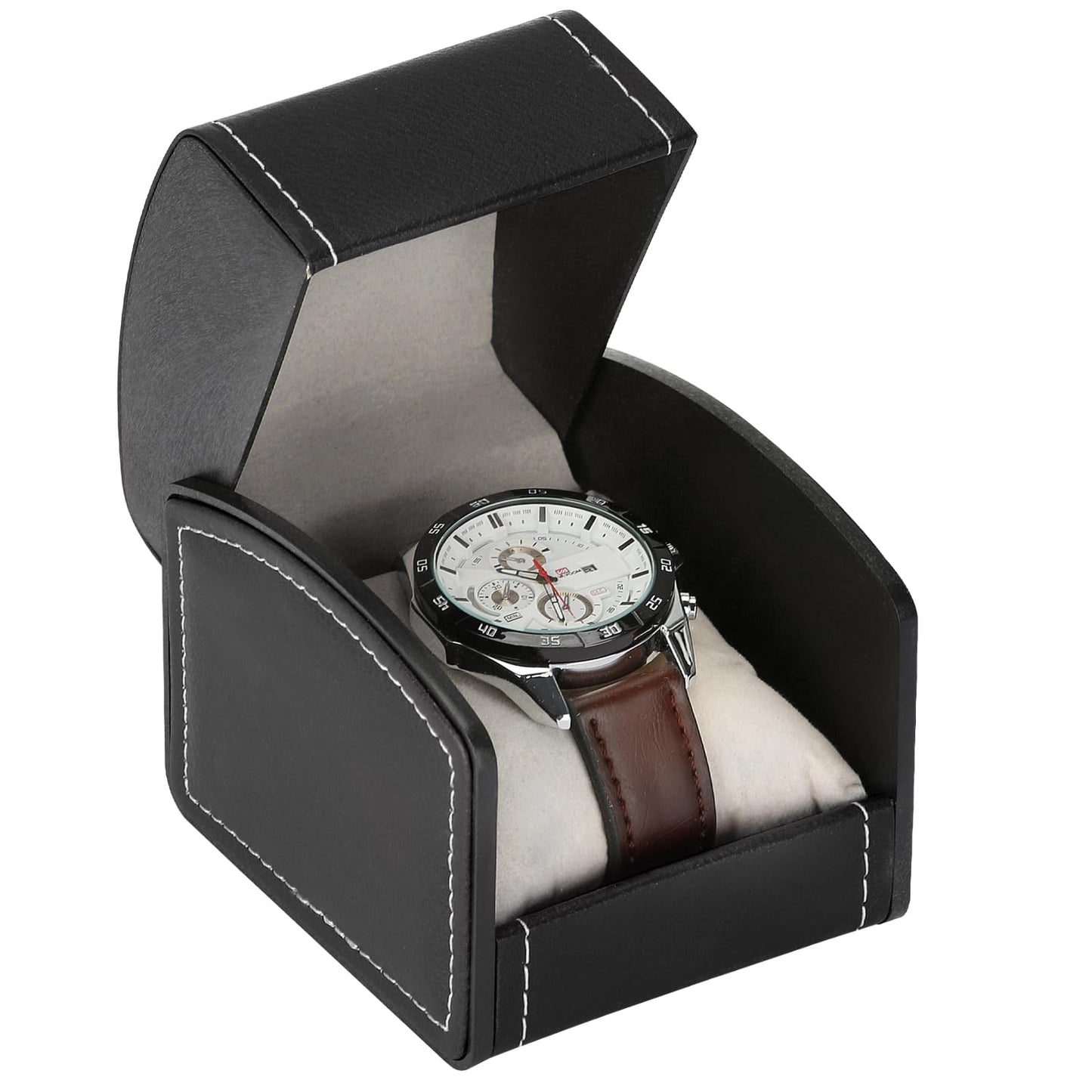 BAOPEND Luxury Single Watch Gift Box with Removable Pillow, PU Leather Single Watch Case Wristwatch Jewelry Storage Display Holder Cases for Men and Women (Black)