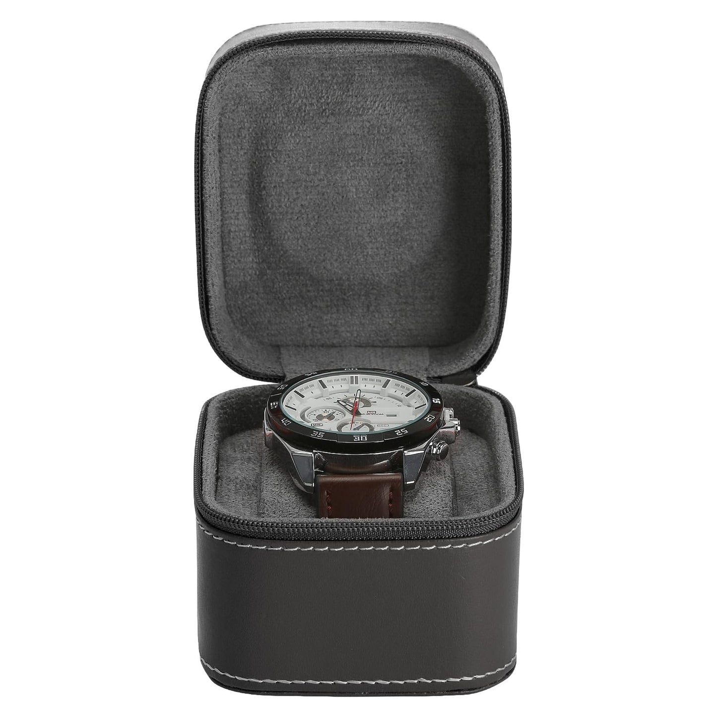 BAOPEND Single Watch Box, Small Watch Travel Cases for Men Women, Portable Zipper Wristwatches Storage Holder Boxes with Removable Pillow (Black)