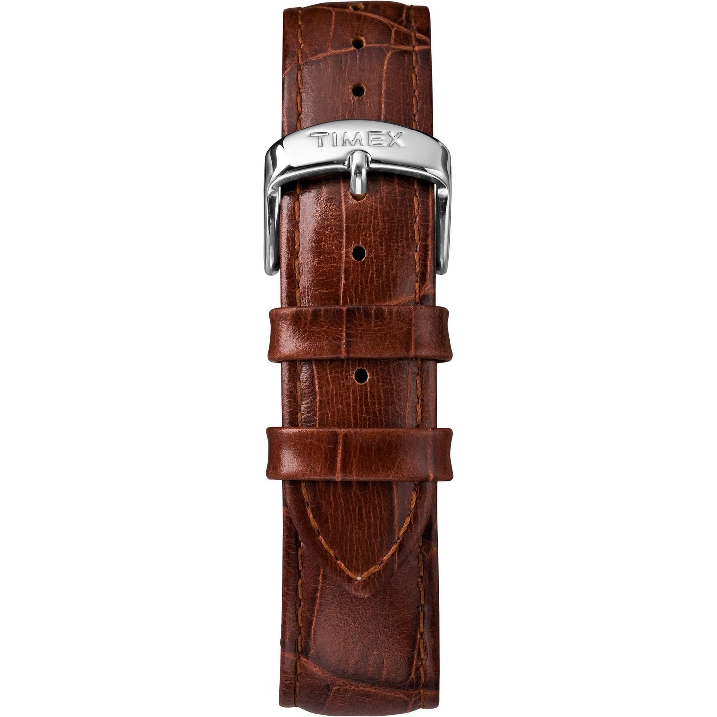 Timex Men's Easy Reader 38mm Watch – Silver-Tone Case Blue Dial with Brown Croco Leather Strap