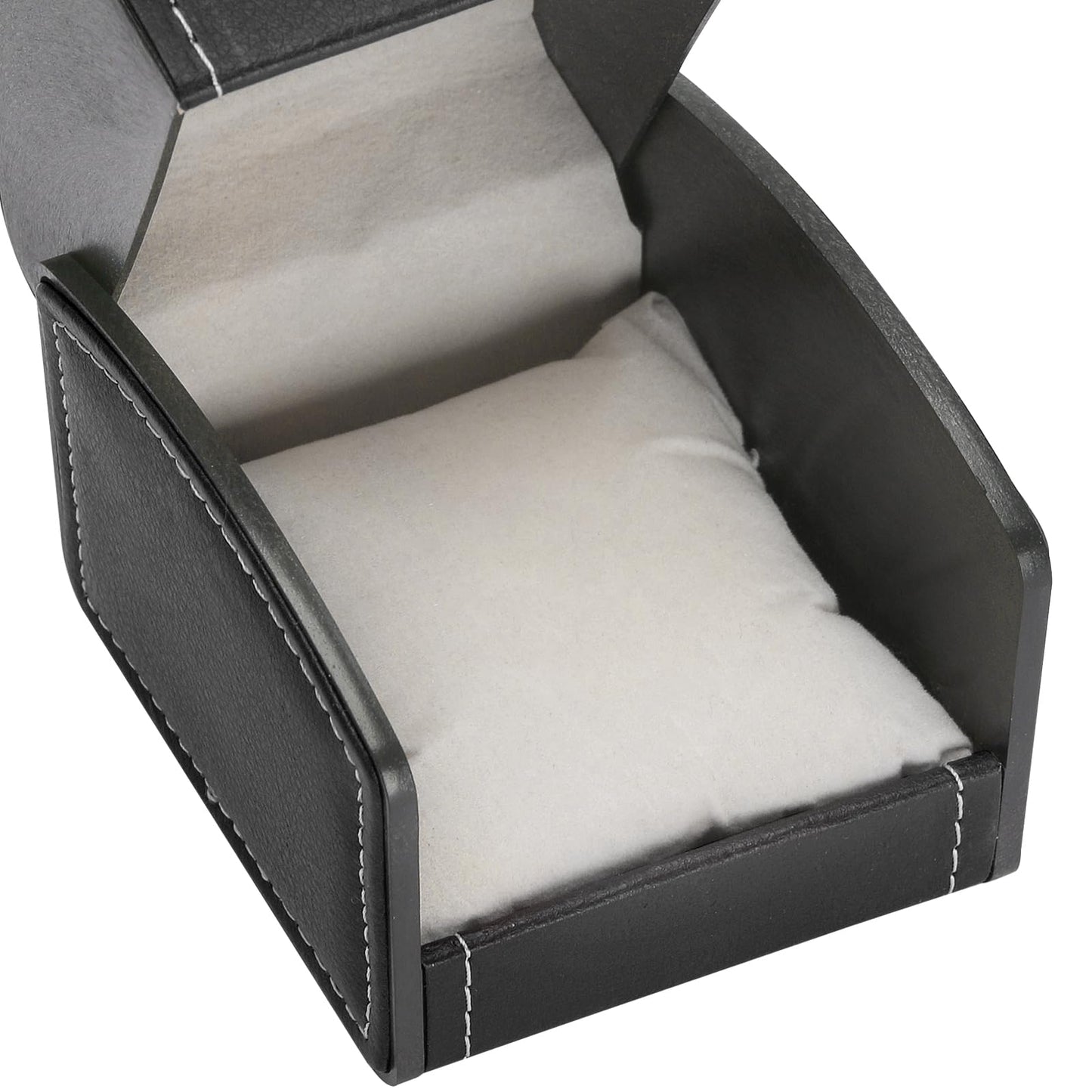 BAOPEND Luxury Single Watch Gift Box with Removable Pillow, PU Leather Single Watch Case Wristwatch Jewelry Storage Display Holder Cases for Men and Women (Black)