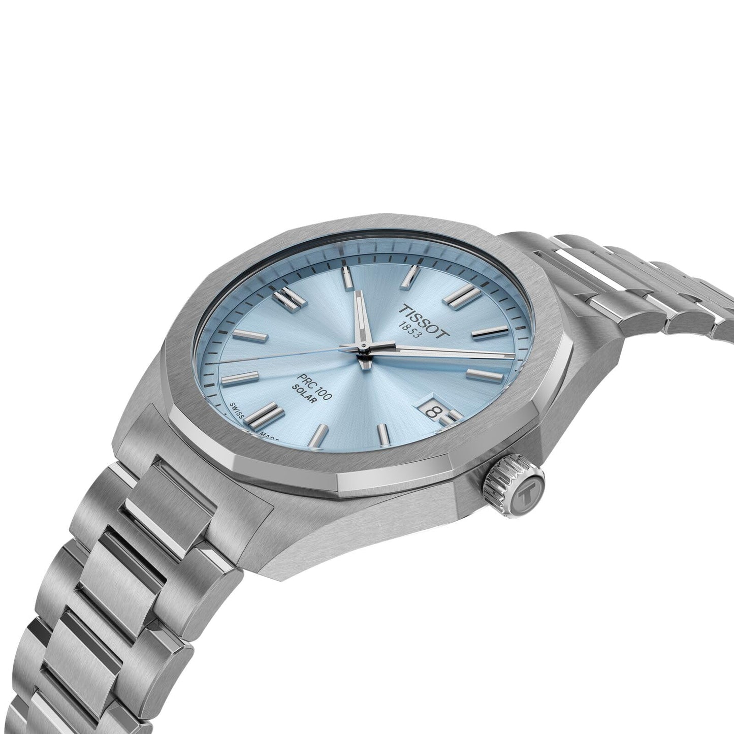 Tissot PRC 100 Solar 39mm, Swiss Solar Quartz Watch for Men, Stainless Steel Case, Blue Dial, T1514221135100