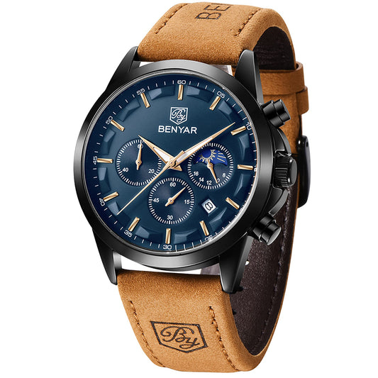by BENYAR Watch for Men Chronograph Waterproof Men's Wrist Watches Business Work Casual Watch Elegant Gifts for Men
