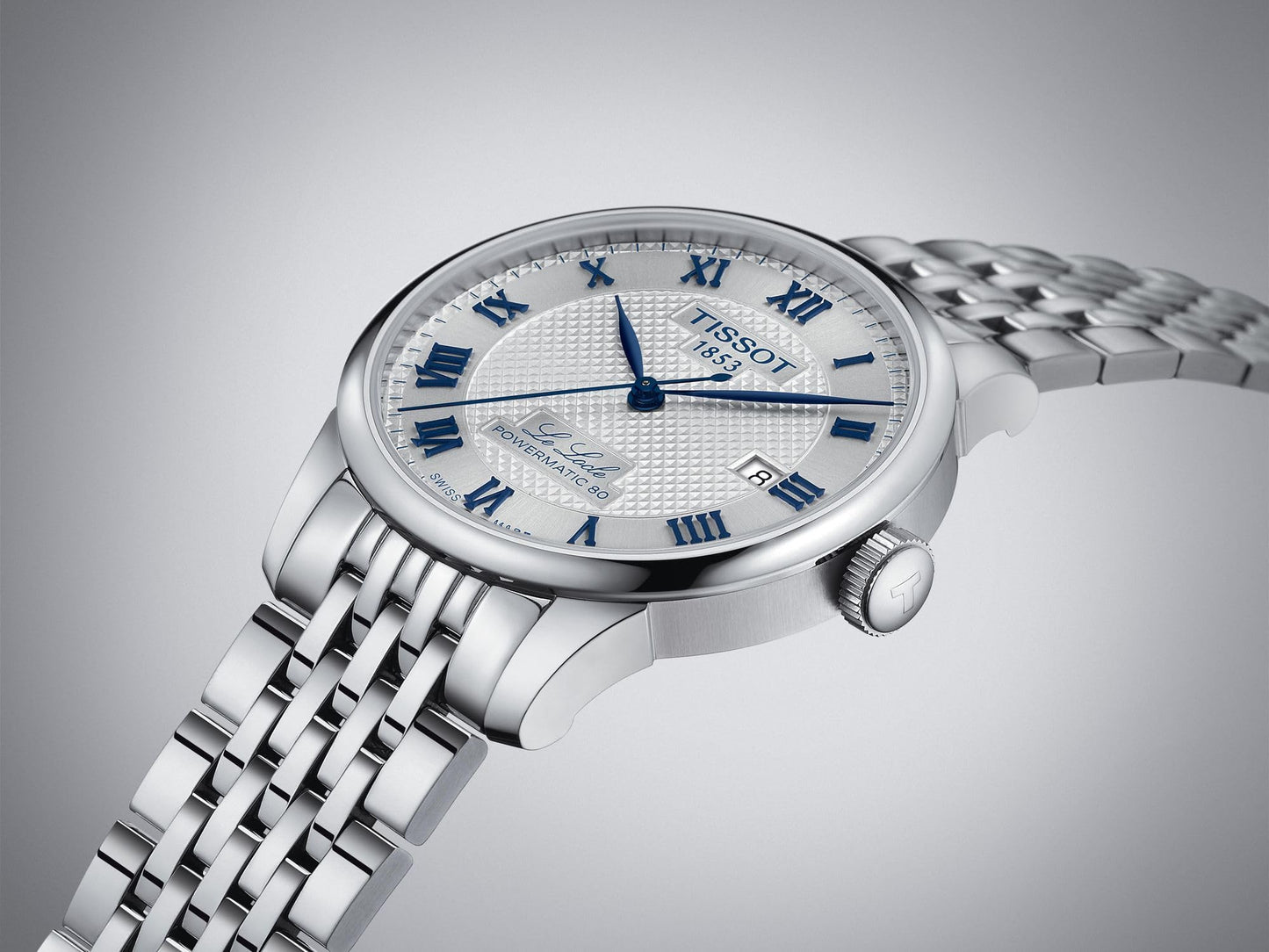 Tissot Mens Tissot Le Locle Powermatic 80 20th Anniversary 316L Stainless Steel case Automatic Watches, Grey, Stainless Steel, 19 (T0064071103303)