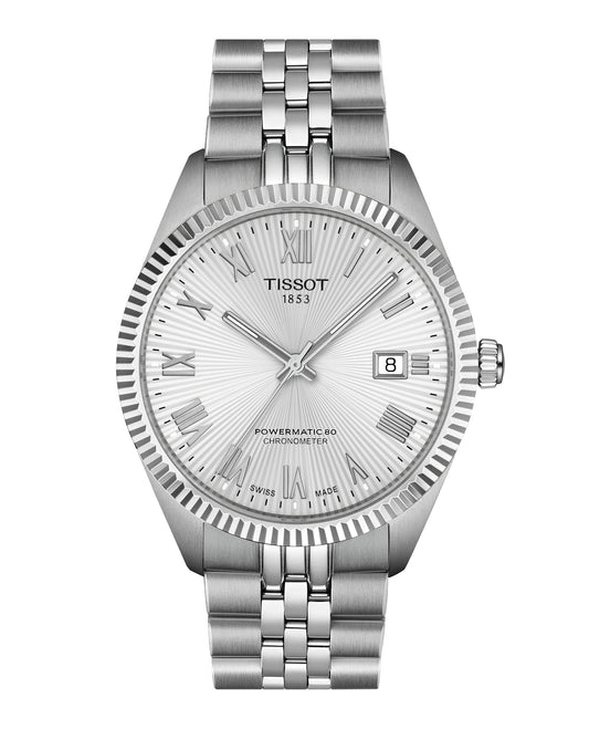 Tissot Ballade Powermatic 80 COSC 39mm, Swiss Automatic Watch for Men, Stainless Steel Case, Silver Dial, T1564081103300
