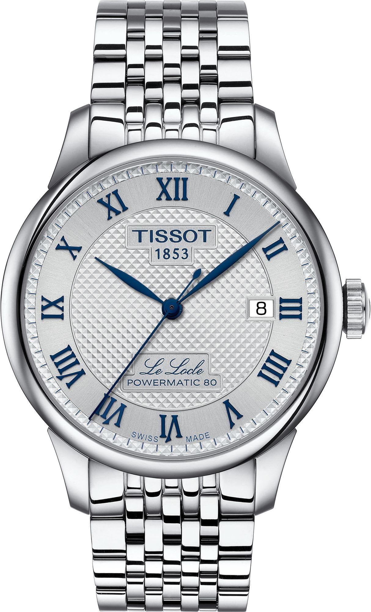 Tissot Mens Tissot Le Locle Powermatic 80 20th Anniversary 316L Stainless Steel case Automatic Watches, Grey, Stainless Steel, 19 (T0064071103303)