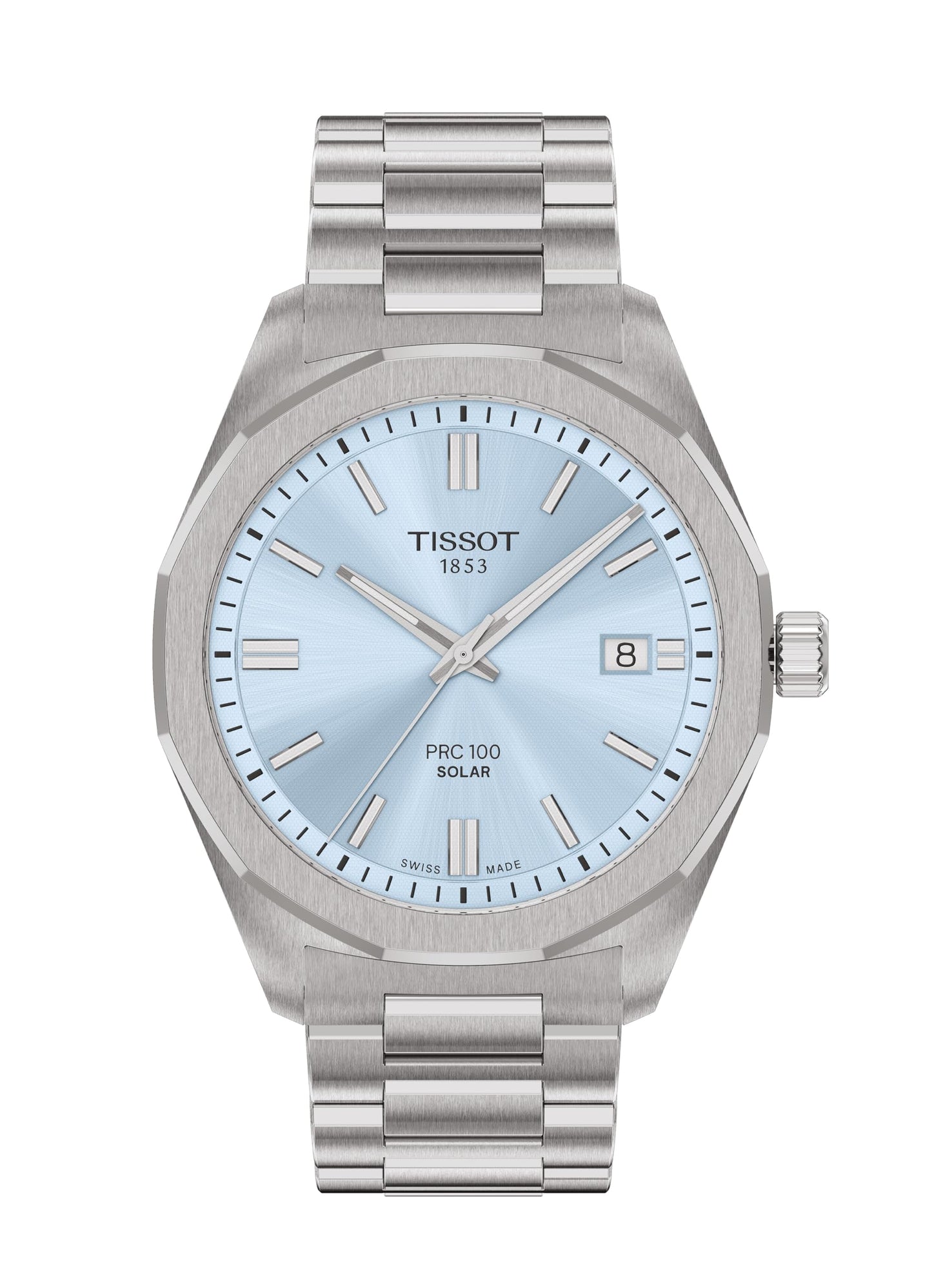 Tissot PRC 100 Solar 39mm, Swiss Solar Quartz Watch for Men, Stainless Steel Case, Blue Dial, T1514221135100