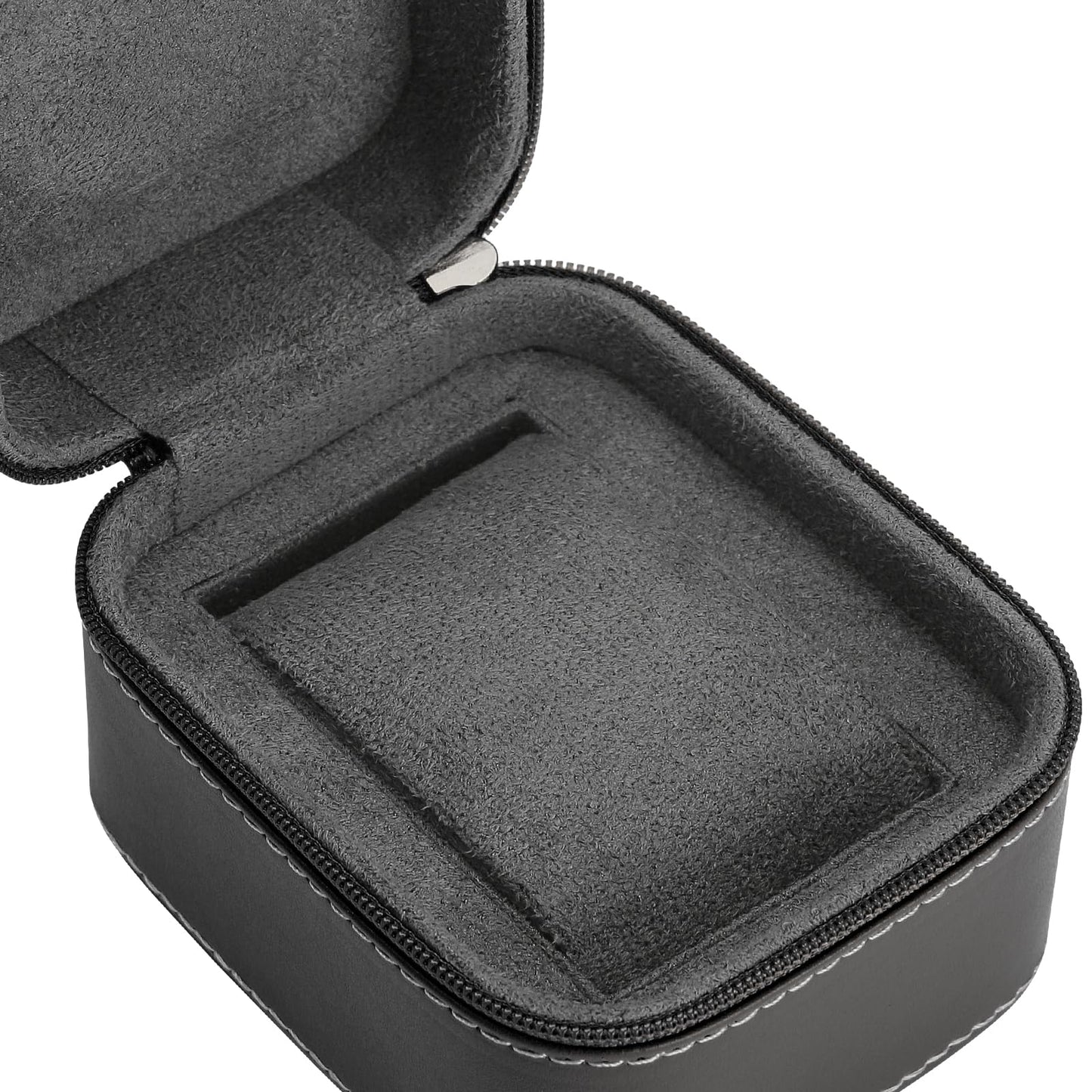 BAOPEND Single Watch Box, Small Watch Travel Cases for Men Women, Portable Zipper Wristwatches Storage Holder Boxes with Removable Pillow (Black)