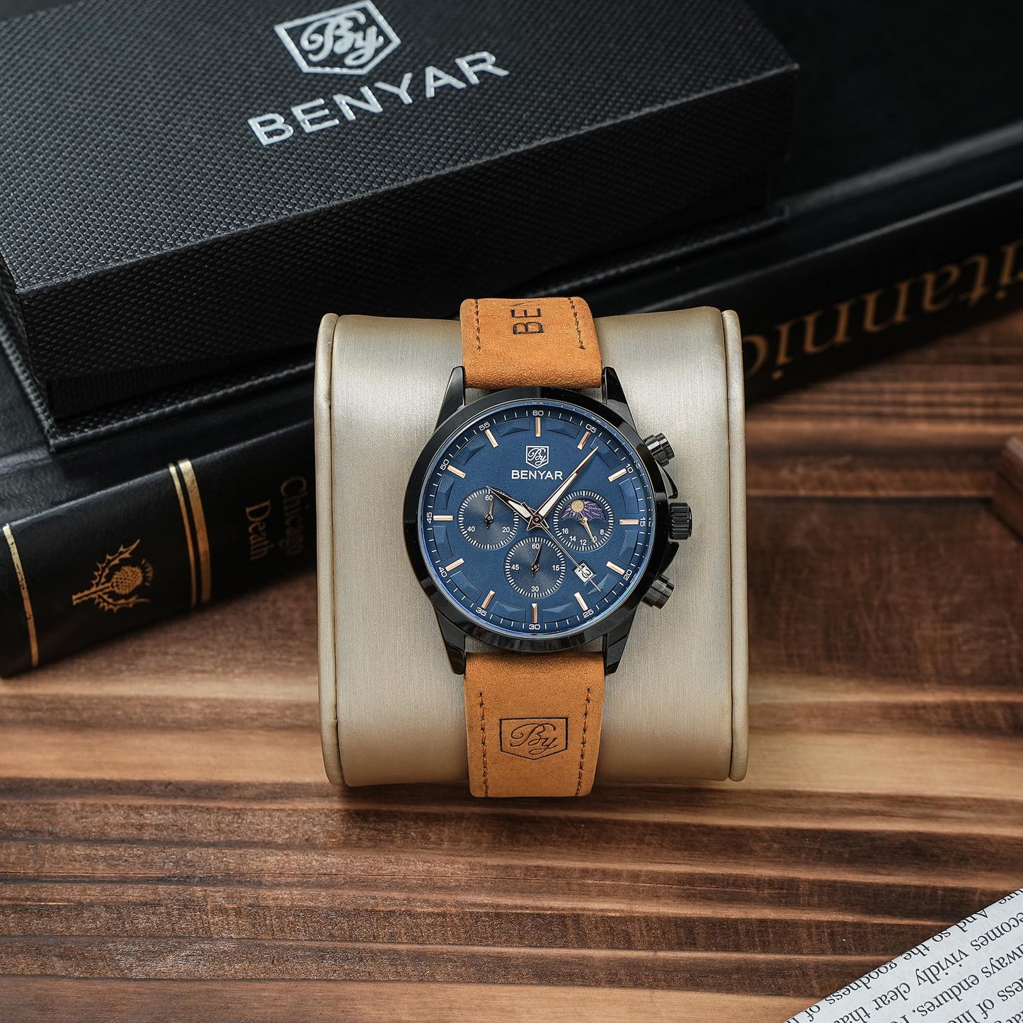 by BENYAR Watch for Men Chronograph Waterproof Men's Wrist Watches Business Work Casual Watch Elegant Gifts for Men